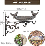 Sungmor Heavy Duty Cast Iron Bird Feeder with Hanging Bracket - Wall Mounted Bird Bath - Vintage & Lovely Birds Hanger Wall Hook for Planters, Lanterns, Wind Chimes and More Garden Decorative Items