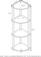 Furinno TURN-N-TUBE Corner Shelf, 4-Tier Corner Bookshelf, Display Storage Shelves with Open Shelves, for Organization and Storage, Living Room, Home Office, Garage, Espresso
