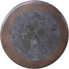 Liberty Furniture Provence Park Round End Table with Blue Stone Top for Living Room - Chateau Brown