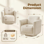 Swivel Accent Chairs Set of 2, Fully Assembled Chenille Armchairs, Linen | 360° Swivel chairs set of 2, 350 lbs capacity, solid wood frame, ergonomic reading chairs, modern accent chairs for bedroom