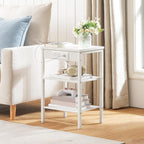 HOOBRO Side Table with Charging Station and USB Port, Small End Table for Small Space, 3-Tier Nightstand with Adjustable Shelf, for Living Room, Bedroom, White WW112BZ01