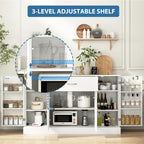 55" Kitchen Pantry Cabinet, Large Storage Cupboard with Doors and Shelves, White Kitchen Storage Cabinet with Drawer, Versatile Buffet Sideboard for Dining Room and Craft Room