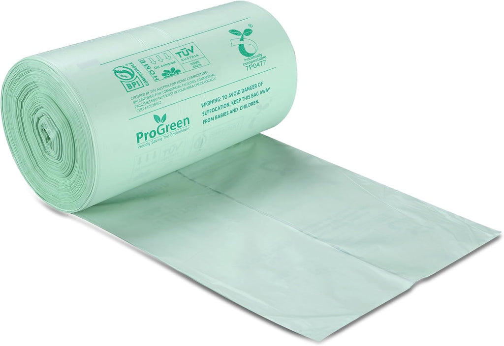Compost Bags 33 Gallon Compostable Trash Bags, Extra Thick 1.1 Mil, Compost Kitchen Bin Bags, Food Scraps Yard Waste Bags, ASTM D6400 BPI & TÜV AUSTRIA Certified