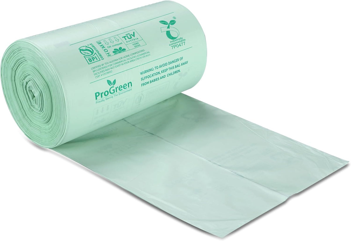 Compost Bags 33 Gallon Compostable Trash Bags, Extra Thick 1.1 Mil, Compost Kitchen Bin Bags, Food Scraps Yard Waste Bags, ASTM D6400 BPI & TÜV AUSTRIA Certified