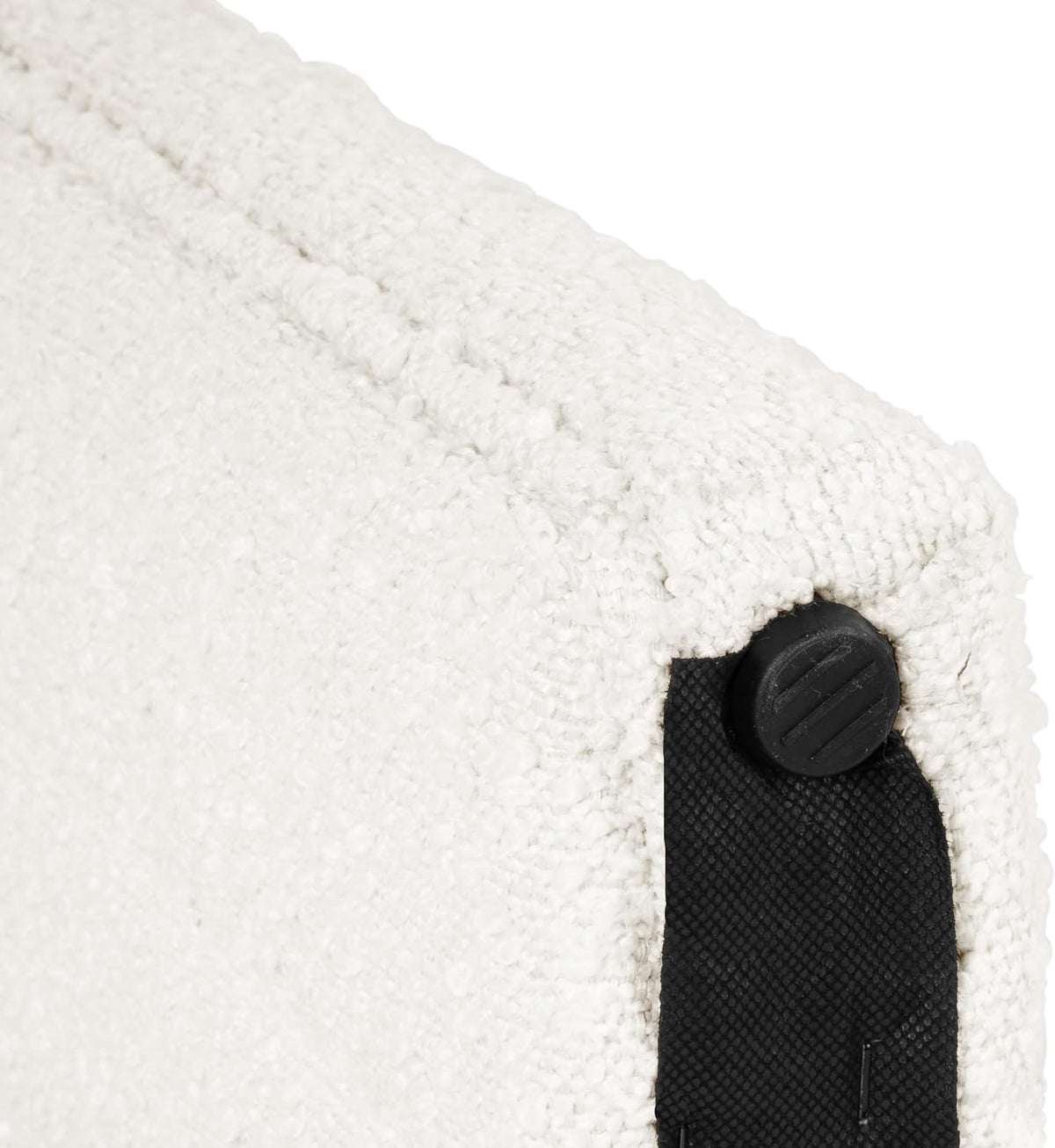 HomePop 19" Modern Channel Tufted Ottoman - Cream Boucle