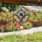 Cross Wind Spinner, Metal Wind Spinners Outdoor/Indoor, Cross Flower Hanging Garden Decor for Outside, Stainless Wind Spinners for Yard and Garden 10 inch 3D (25.76X25 CM)