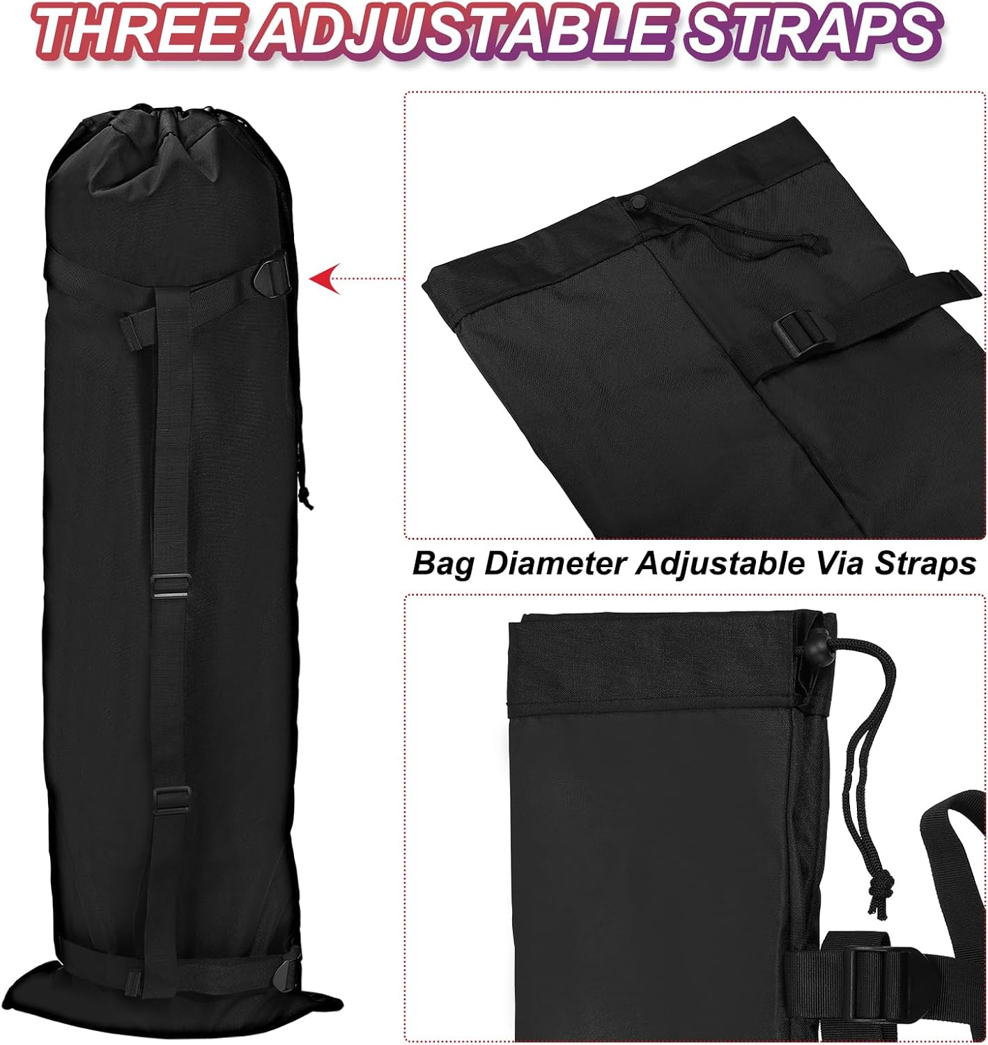 PATIKIL 48 Inch Camp Chair Replacement Bag, 2 Pack Foldable Camping Chair Bag 900D Oxford Large Mouth Carry Bag with Adjustable Shoulder Strap for Outdoor Camping, Black