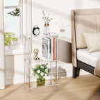 Clear Acrylic Narrow Side Table for Small Spaces, 15.75" L x 7.87" W x 26.7" H, 3 Tier Rectangle Slim End Table Nightstand, Small Mini Skinny Bedside Table for Bedroom, Bathroom, Living Room