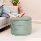23" Round Velvet Storage Ottoman with Reversible Lid, Soft Padded Footrest and Hidden Storage, Large Upholstere Tray Top Ottoman Footstool for Living Room, Bedroom, Entryway, Sage Green
