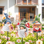Garden Gnomes Stakes 3 Inch Plant Decorations for Pots Outdoor Statues Indoor 3 Pack Large Garden Gnomes Decorations for Home