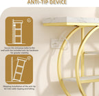 Shintenchi 41.3” Console Table with Storage, Industrial Entryway Table with Marble Top, 4-Tier Shelves Sofa Table Behind Couch, Narrow Accent Table for Living Room, Entryway, Hallway, Foyer,White Gold