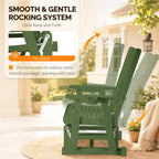 VINGLI Outdoor Glider Chair Wood Patio Glider with Cup Holder, Porch Glider with Smooth Rocking Mechanism, Heavy Duty 600 LBS, Dark Green