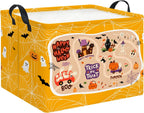 Rectangle Storage Basket,Gift Basket,Room Decor(White Web Halloween)