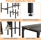 Weehom Bar Table and Chairs Set for Small Kitchens and Apartments - Space-Saving Dining Table Set for 2, 3 Storage Shelves with Bulit-in Wine Rack, Dining Room Breakfast Nook Table Set, Gray