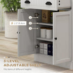 49" Kitchen Microwave Cabinet/Stand with Storage and Drawers, Pantry Storage Cabinet with Hutch & Adjustable Shelves for Kitchen, Dining Room, Living Room, Hallway in White