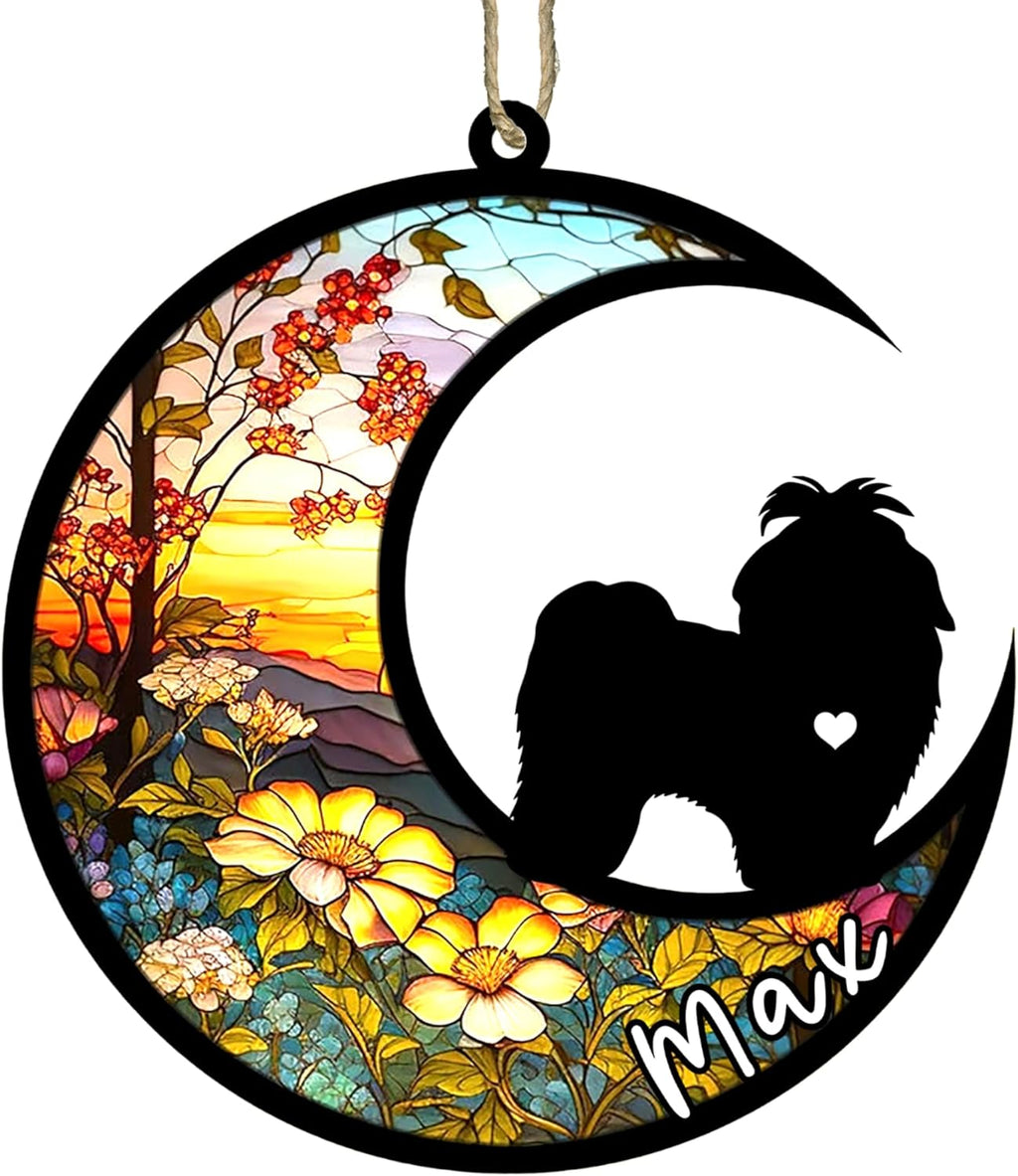 Personalized Dog Memorial, Custom Name Shih Tzu Dog Christmas Ornament with Name, Custom Breeds, Pet Loss Light Catcher, Gifts for Lovers Loss of Pet Sympathy on Mothers Day Christmas