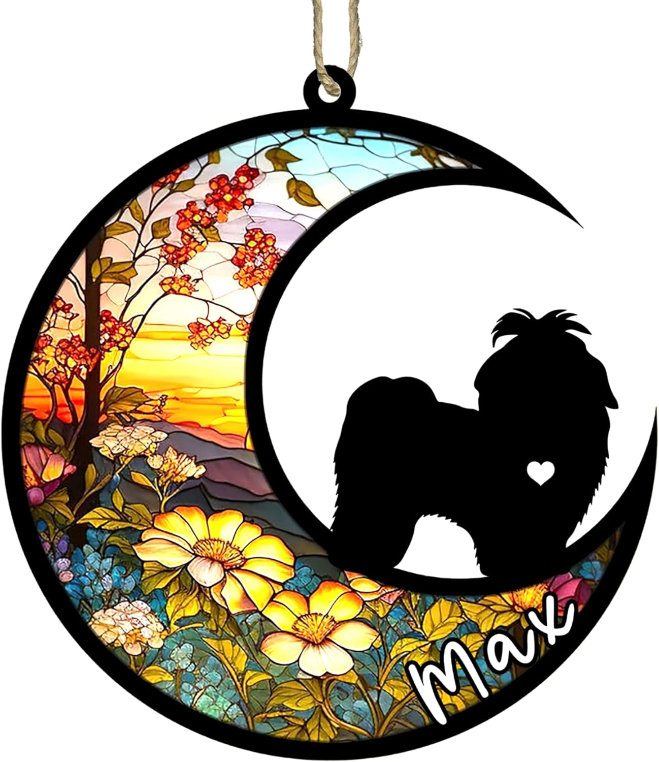 Personalized Dog Memorial, Custom Name Shih Tzu Dog Christmas Ornament with Name, Custom Breeds, Pet Loss Light Catcher, Gifts for Lovers Loss of Pet Sympathy on Mothers Day Christmas