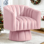 YSICK Swivel Accent Chair,360°Swivel Barrel Chairs, Mid-Century Chair with Wide Upholstered, Modern Velvet Fabric, Round Armchair for Living Room, Lounge, Bedroom