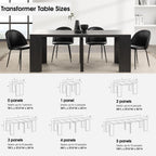 Transformer Table Solid Wood Extendable Dining Table, Black | Seats 2-12, Expandable Dining Room Table, Space-Saving Furniture, Kitchen and Dining Room Furniture, Table Only