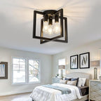 ZGLAOJT Motion Sensor Ceiling Light Fixture 3-Lights Semi Flush Mount Ceiling Light Black Industrial Indoor Chandelierfor Kitchen Living Room Bedroom Farmhouse Hallway Foyer