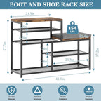 Shoe Rack,Freestanding Hidden Shoe Storage Organizer for Entryway, Shoe Bench Shelves for High Boot with Seat Cushion,Wood Shoe Rack Cabinet for Front Door Entrance Closet, Hallway, 5 Tier,Brown