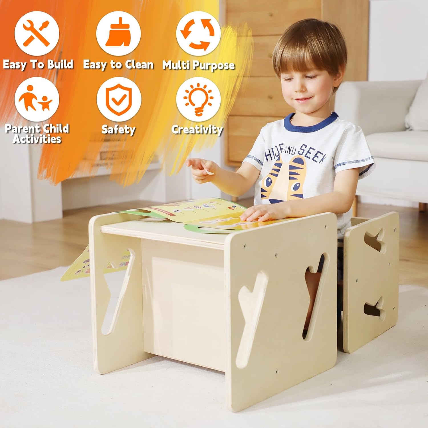 Montessori Weaning Table and Chair Solid Wooded Toddler Table and Chair Set Kids Montessori Furniture