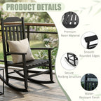 Outdoor Rocking Chairs Set of 2 with Outdoor Side Table, Oversized Ergonomic Front Porch Chairs Set of 2, Small Outdoor Table, All Weather Resistant Furniture for for Lawn, Garden, Patio, Deck