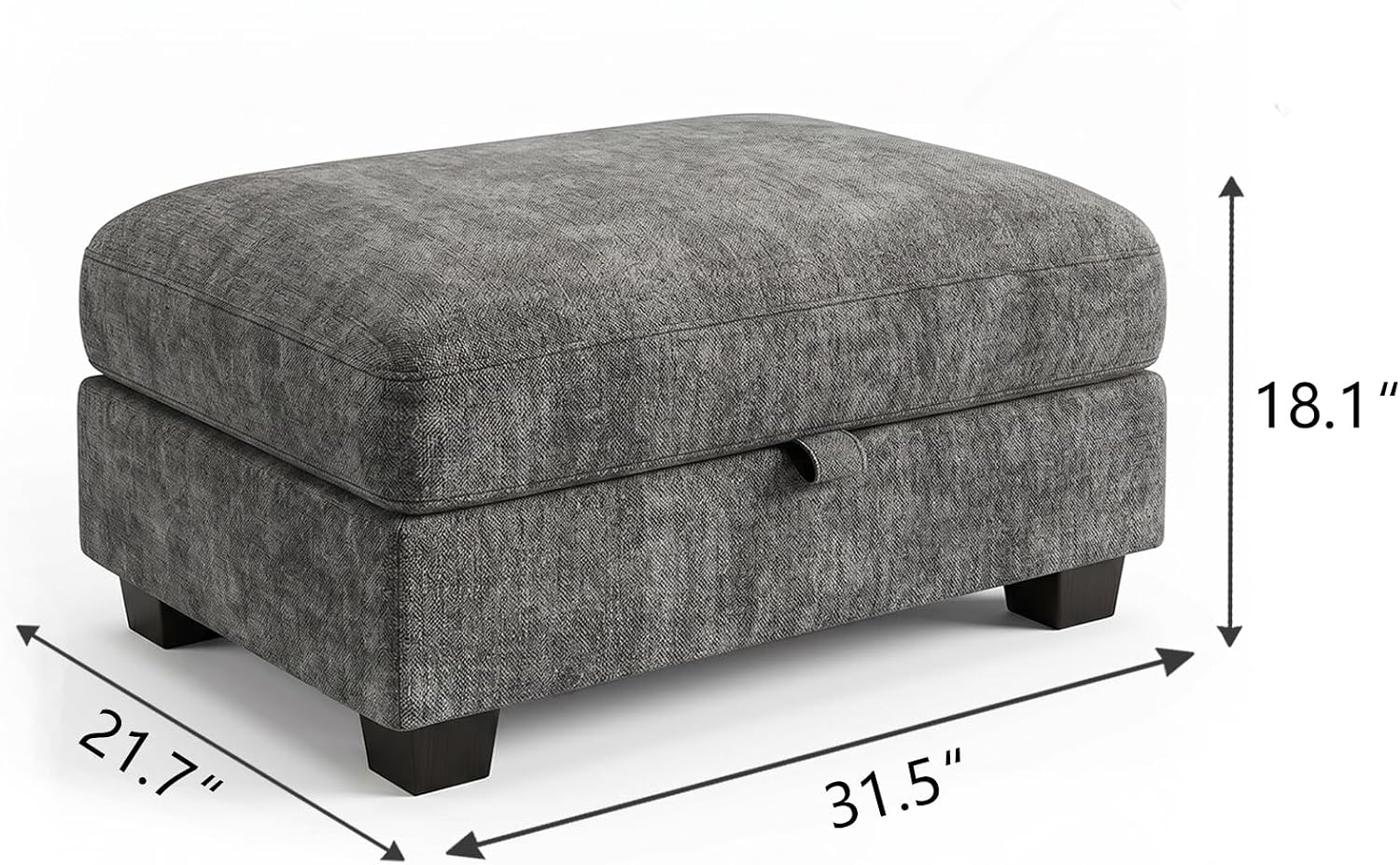 Ottoman Sofa, Modular Sectional Cloud Sofa with Storage Ottoman, Chenille Deep Seat Couch for Living Room, Dark Gray