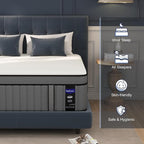 DIFAME Queen Size Mattress,18 inch Queen Mattress in a Box,Hybrid Mattresses with Gel Memory Foam & Pocket Springs, Pressure Relief, Cooling, Enhanced Edge Support,Firm