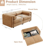 Oversized Modular Sectional Sofa with Storage Seat, 75.5" Chenille Lovseat Sofa with Cylindrical Backrest & Armrest, Modern Comfy 2-Seat Sofa Upholstered Deep Seat Couch for Living Room, Camel