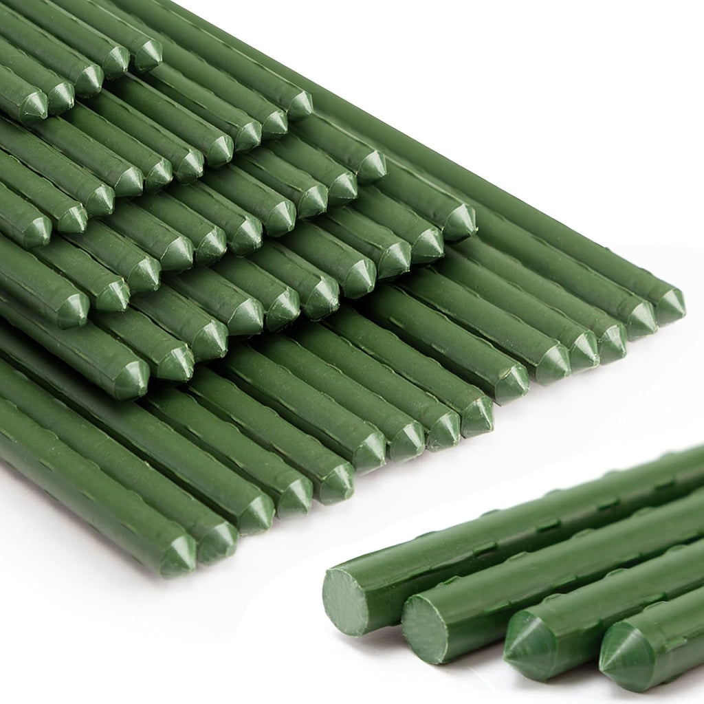 AGTEK 36" Garden Stakes, 50PCS Plastic Coated Plant Stakes, 3ft Plant Support for Climbing Plants