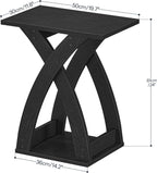 HOOBRO End Table Living Room, Narrow Side Table for Small Spaces, Black 3 Tier End Table with Storage Shelf, X-Design Slim Nightstand Bedside Table, Living Room, Bedroom, Black BK356BZ01N1
