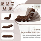 Multigot Folding Floor Chair, 14 Positions Adjustable Lazy Recliner with Back Support, Lazy Lounger Bed for Gaming Reading Resting (Brown)