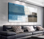 Abstract Canvas Wall Art Blue White Brown Abstract Pictures for Living Room Wall Decor Modern Abstract Painting Artwork Contemporary Abstract Canvas Print for Home Office Wall Decoration 29x58in