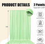 10ft x 10ft Light Green Backdrop Curtains for Parties, Fabric Satin Background Curtain with Rod Pockets for Weddings, Birthday, Baby Shower, Photography, Graduation Party Backdrop Drapes, 2 Panels