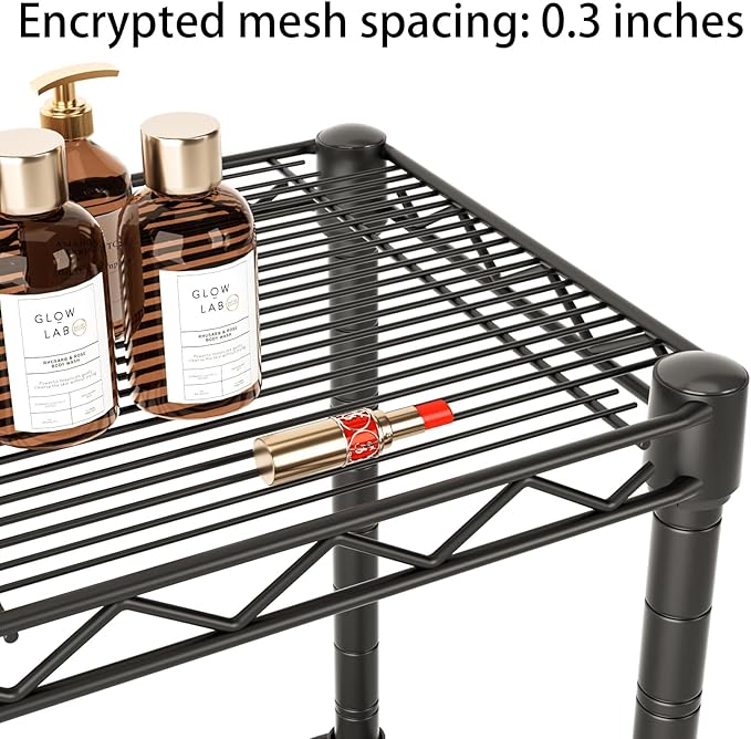 Small 5 tire Shelves Storage Wire Shelving Unit Metal Shelf Adjustable Organizers Storage Shelving for Bathroom Laundry Room Kitchen Pantry10”D x 16”W x 55”H Black