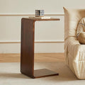 Solid Wood End Table for Couch,C Shaped Side Table Slide Under Sofa Table for Space Saving,Living Room Bedroom Laptop Work Desk Small Coffee Table(13.8" W x 9.8" D x 24.4" H, Walnut)