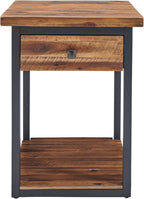 Claremont Rustic Solid Wood End Table with Drawer and Shelf – Farmhouse Accent or Nightstand with Natural Knots, Rough-Hewn Edges for Living Room or Bedroom by Alaterre Furniture (Dark Brown)