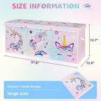 WERNNSAI Extra Large Toy Chest,Unicorn Toy Box Chest Organizer with Handles | Collapsible Sturdy Storage Bin with Flip-Top Lid, 38 x 13 x 16 Inch for Kids Girls Pink Closet Nursery Living Room Bedroom