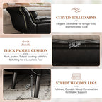 Faux Leather Storage Bench for Bedroom End of Bed, 65-Inch Rolled Arm Upholstered Bench with Hidden Storage, Black End of Bed Bench with Sturdy Wood Frame, Space-Saving Entryway Ottoman Seat (Black)