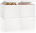Large 22 Quart Linen Fabric Foldable Storage Bin Cube Organizer Basket with Flip-Top Lid & Handles, Clothes Blanket Box for Home, Office, Closet, White, 4 Pack 14.6 x 9.5 x 9.5”