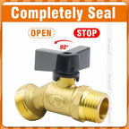garden hose bibb, npt 1/2 thread inlet 1 inch O.D. thread outlet outdoor spigot, brass shut off valve for water pipe draining rain barrel bucket ibc tank. (2 pcs)