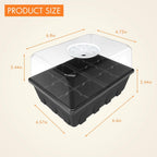 Gardzen 10 Pack Seed Starting Tray, Plant Germination Trays, Seed Starter Kit with Adjustable Humidity Vented Dome, Plant Growing Kit 6.6" x 4.5", Total 120-Cell, Black