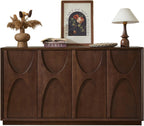 LKTART 59" Sideboard Buffet Cabinet Retro Accent Storage Cabinet with Magnetic Door Latches Adjustable Shelf for Living Room Kitchen(Walnut)