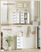 VASAGLE Storage Cabinet with Drawers, Freestanding Floor Cabinet with Door, 11.8 x 21.7 x 32.3 Inches, Adjustable Shelf, for Bathroom, Living Room, Kitchen, Cloud White ULHC041WH01S