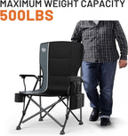 TIMBER RIDGE Oversized Folding Camping Chair High Back 500lbs | Heavy Duty Camping Chairs for Adults, Cup Holder, Side Pocket, Cooler Bag