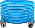 Fevone 105 ft x 5/8" Heavy Duty Garden Hose, Drinking Water Safe, Flexible & Kink-Free Hybrid Polymer Water Hose, Lightweight Outdoor Hose with swivel handles and 3/4" Solid Aluminum Fittings