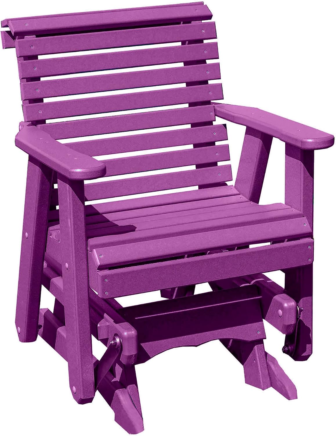 Amish Craftsmanship Made in USA 2FT Heavy Duty Poly Lumber Wood Porch Glider Premium Colors HDPE with No Wood fibers Lancaster Series Rollback Design 500 lbs Limit Solid-Purple