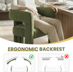 VESCASA Modern Barrel Dining Chairs Set of 2 with Open Back, Chenille Upholstered Accent Kitchen Armchairs with Wood Legs for Dining Room Reception Small Space, Green