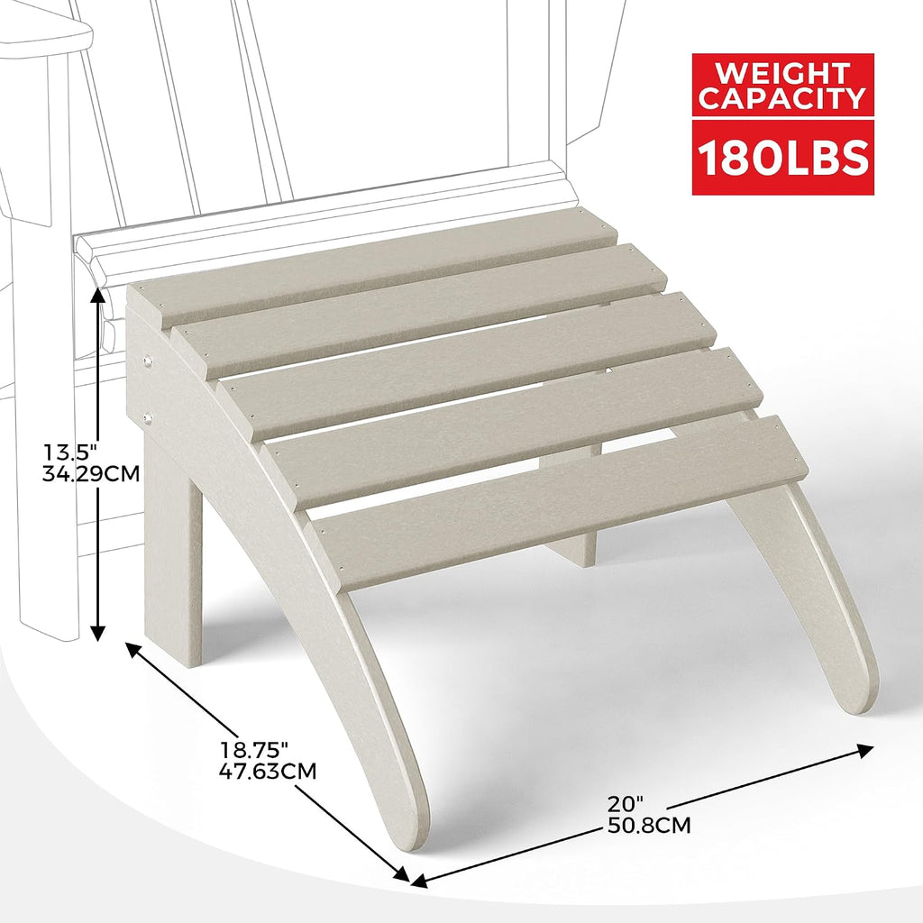 Costaelm Adirondack Chair Footrest Foldable Ottoman, Folding Ottoman Outdoor Foot Rest for Patio Waterproof, Adirondack Ottoman Outdoor, Sand